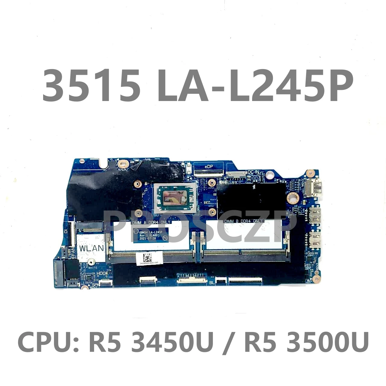 CN-04D48M 04D48M CN-0PY51M 0PY51M LA-L245P Mainboard FOR DELL 15 3515 Laptop Motherboard With R5 3450U/R5 3500U CPU 100% Test OK