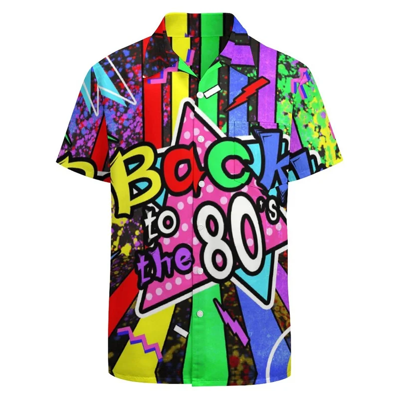 Vintage Graffiti Graphic Shirts for Men Clothing 3D Printed Hawaii Shirt Short Sleeve y2k Tops kawaii Kids Clothes Lapel Blouse