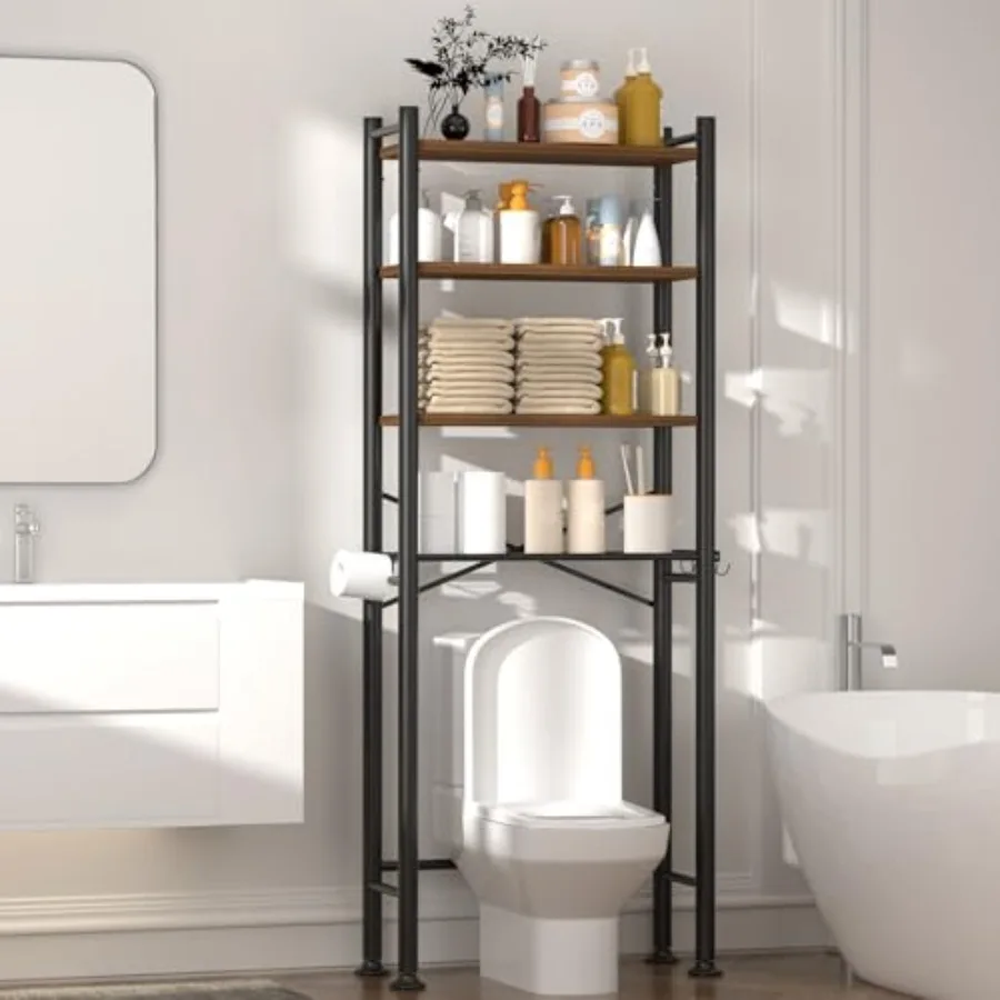 

4-Tier Over-The-Toilet Storage Rack Bathroom Organizer Shelf Over Toilet with Adjustable Shelf Freestanding Space Saver Bathroo