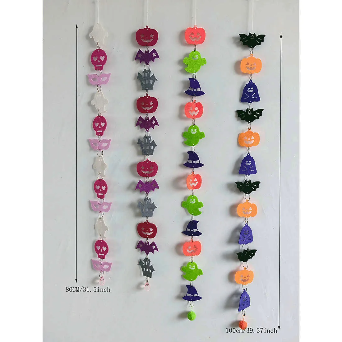 12 Pieces/Set Halloween Felt Ball Garlands Pumpkin Bat Ghost Garlands Wool Felt  Decorations  Felt Mobile Garlands Holiday Hangi