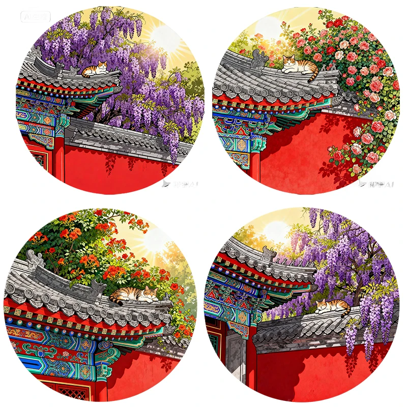 Three Ratels CD375 Oriental Palace Style Art Flower Wall stickers for home decoration