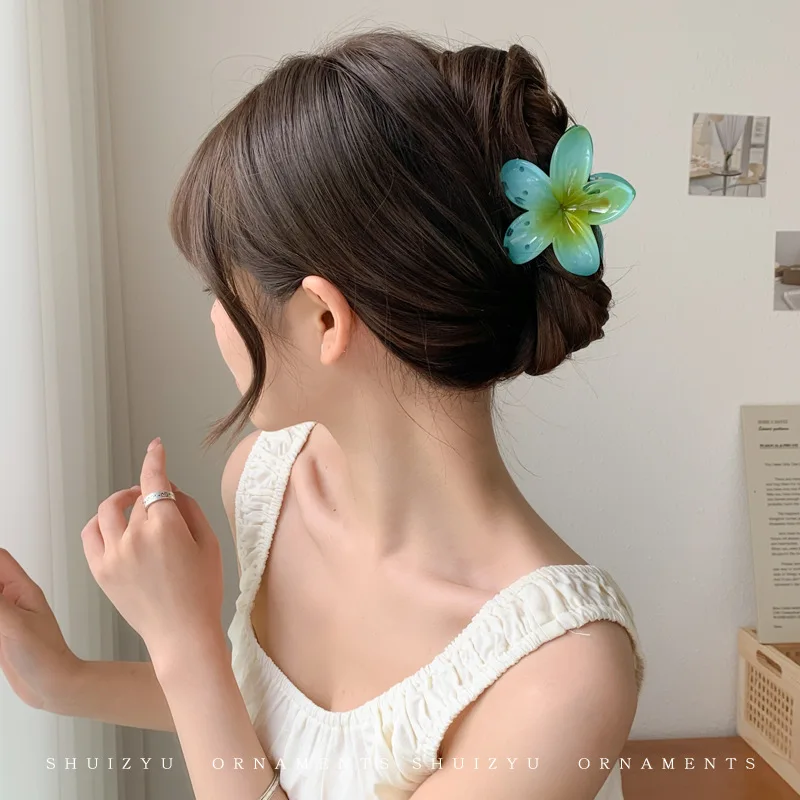 Zoete Bloem Grote Haarklauw Zomer Strand Mode Vrouwen Paardenstaart Haai Haar Clip Bohemen Haarspeld Barrette Hoofddeksels Accessoires