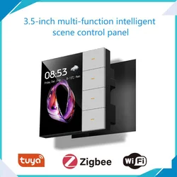 Interruptor de pared inteligente de 3,5 pulgadas, pantalla táctil, interruptor de 4 grupos, Sensor de Radar de escena de 8 vías, interruptor de atenuación, cortina, hogar inteligente, Tuya Zigbee