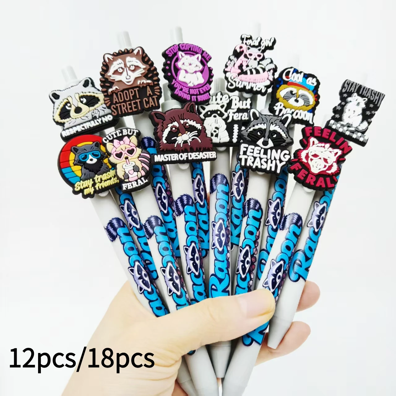 

12 шт./18 шт. патч-ручка в форме енота серый нейтральный цвет печать подарочная шариковая ручка