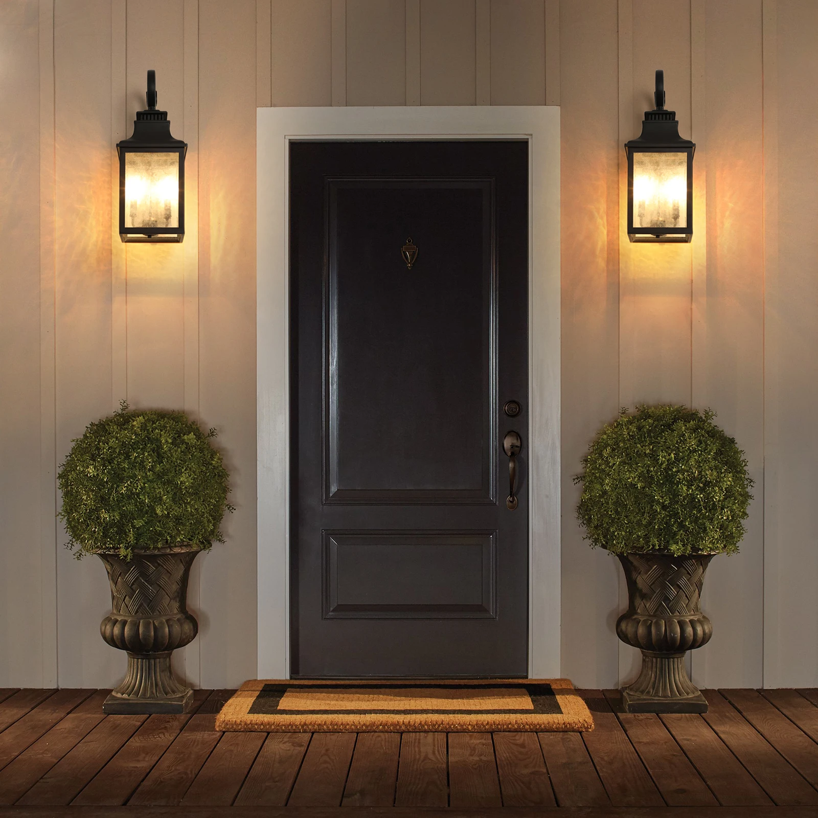 

Outdoor wall light fixture made of black metal 23 inch transparent frosted glass, suitable for porch, garage, garden(2pack)