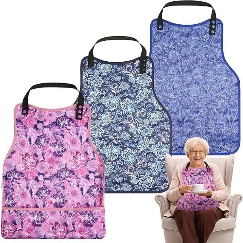 Waterproof Adult Bib Apron Elderly Feeding Smock Protective Apron for Senior Disabled Eating