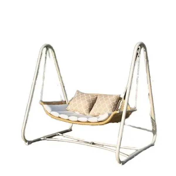 

2-Seat Hanging With Thickened Cushions And Pillow Rattan Porch Swing Outdoor Hammock Chair