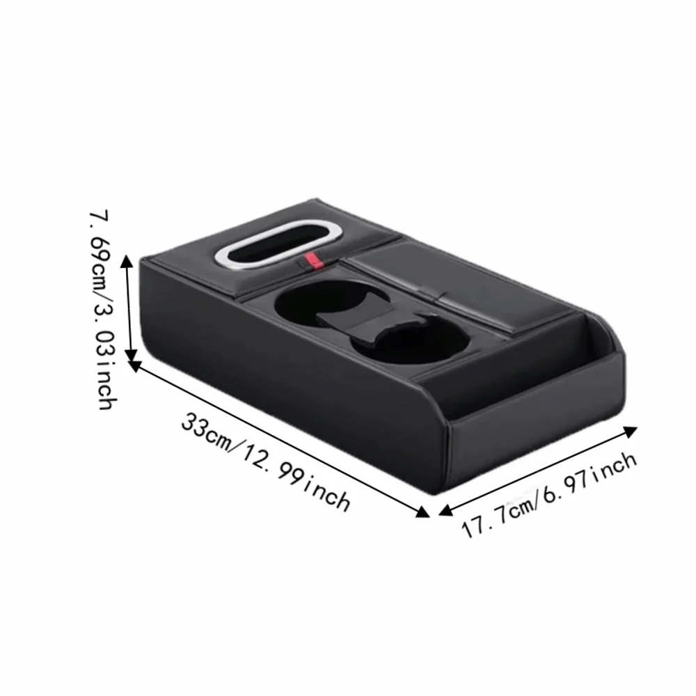 Luxury Car Armrest Cushion PU leather 2 Water Cup Holder Car Storage Box Comfortable Multifunctional Center Console Organizer