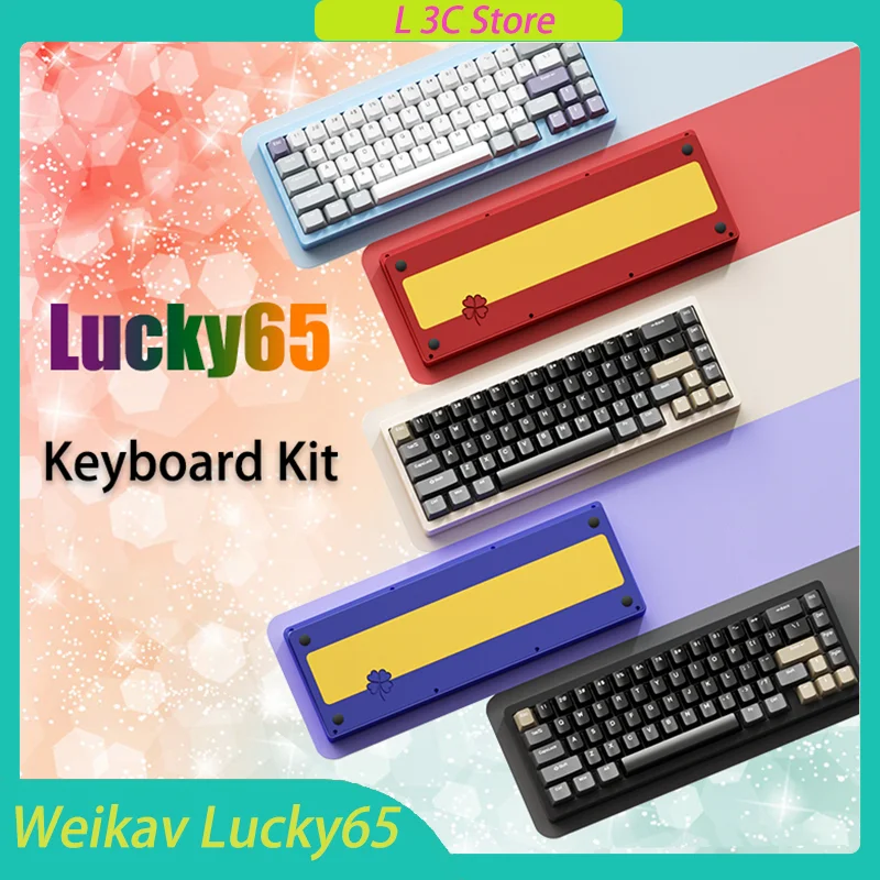 

Weikav Lucky65 Mechanical Keyboard Kit CNC Aluminum Alloy Tri-mode Wireless Anode Electrophoresis RGB 66 Keys Custom Gamer DIY