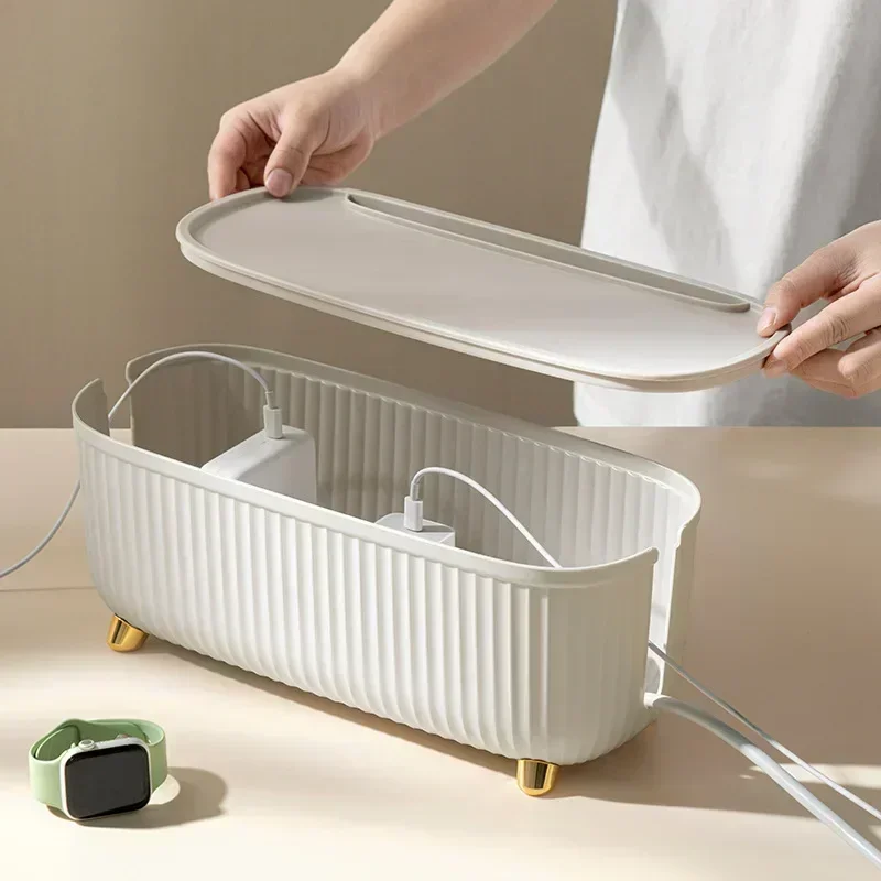 Stripe Cable Wire Storage Case Organizer Box Socket Plug Storage Box Router Board Bracket for Household Bedroom Organizer