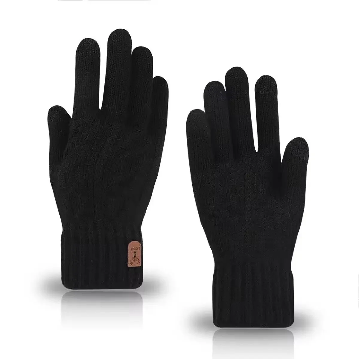 New Men's Warm Gloves for Winter Touch Screen Plus Velvet Thickened Cold-proof and Warm Wool Knitted Gloves