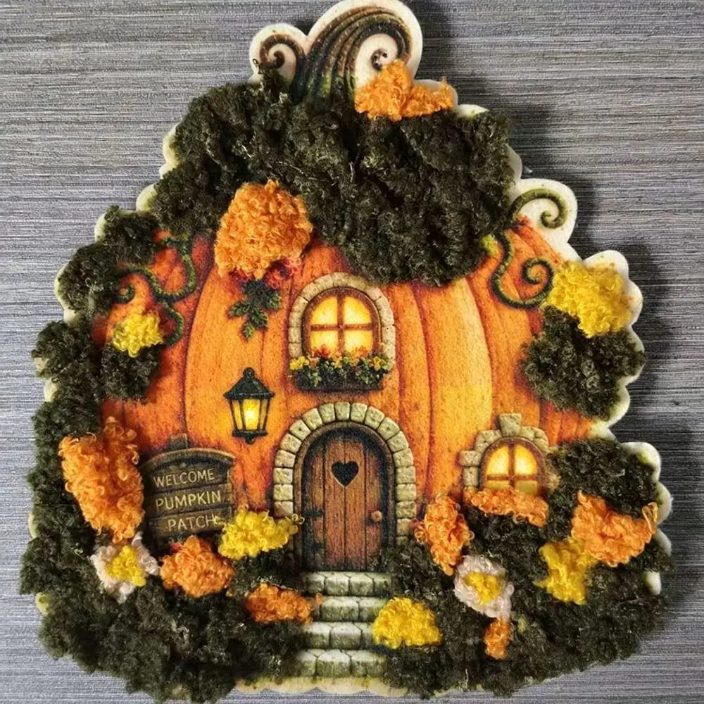 Whimsical Village 3D Fabric Poke Art Kit DIY Village Theme Floral Mushroom Cottage Craft Set 3D Textured Semi-finished Product