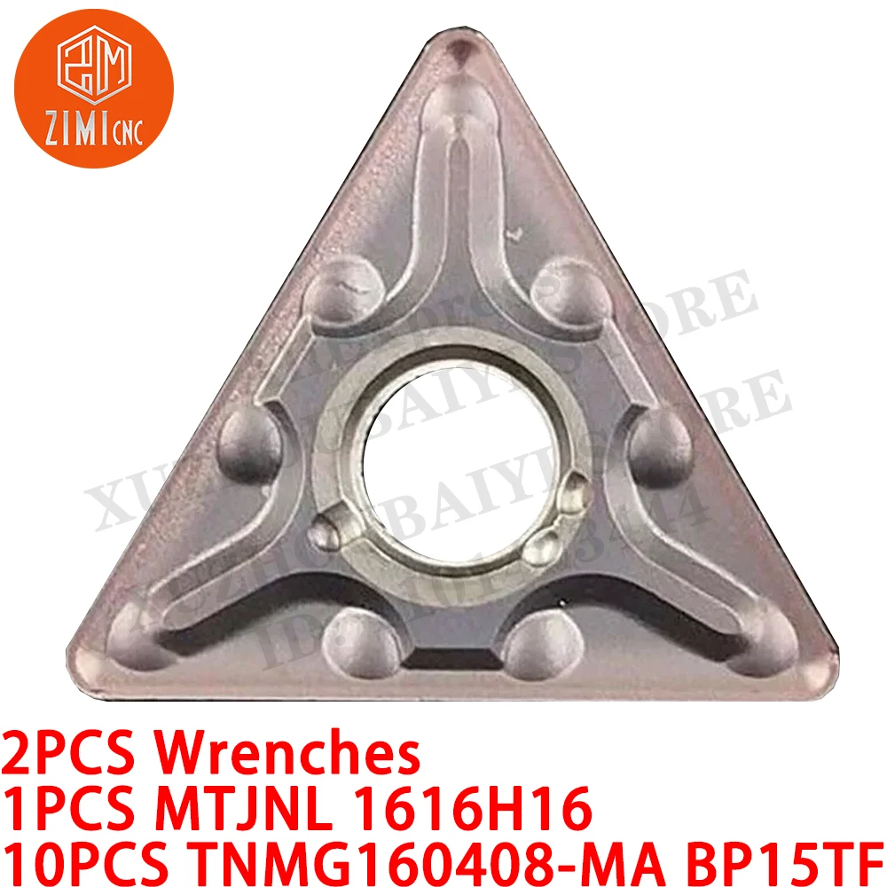 1PCS MTJNL 1616H16 Suporte de ferramenta de torneamento de 16 mm * 100 mm + 10PCS TNMG160408-MA Insertos de torneamento CNC ferramentas de corte mecânicas de torno de metal