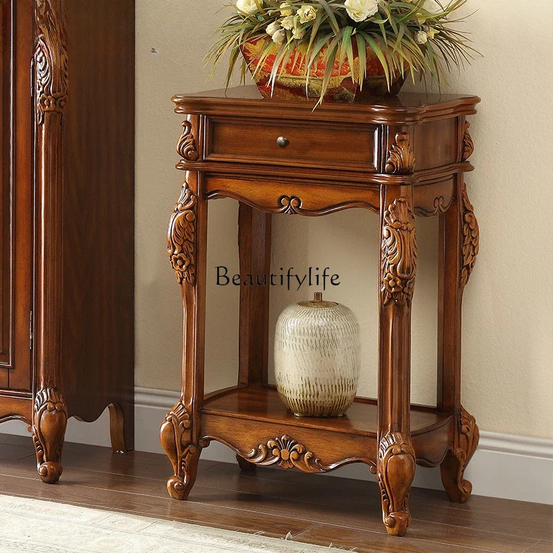 56European solid wood flower stand decorative frame American floor-to-ceiling flower pot living room storage