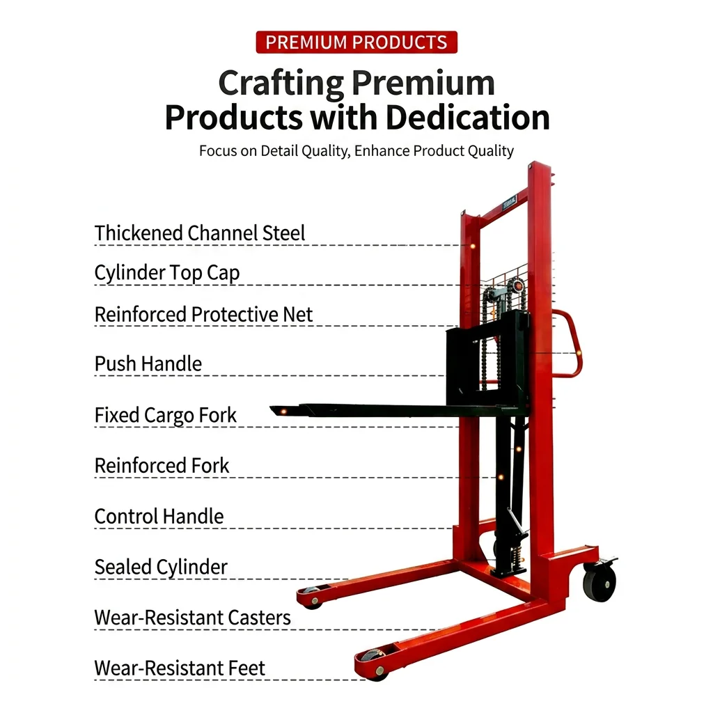 400kg Hydraulic Pallet Truck Forklift Manual Operated Small Stacker Stable Lifting Equipment for Industrial Warehouse Moving