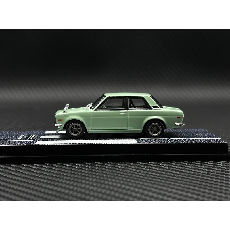 TW In Stock 1:64 Datsun 510 Light Green Diecast Diorama Car Model Collection Miniature Toy Tarmac Works