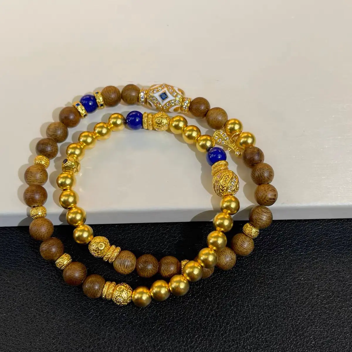 

Original ancient sand golden bracelet bstars double circle natural nan agarwood