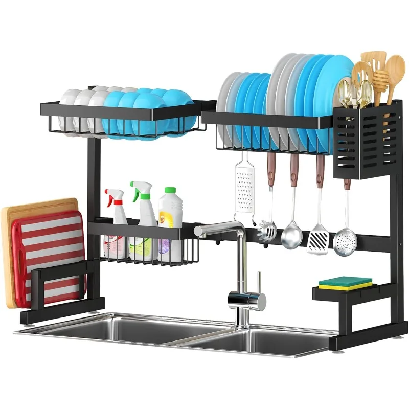 

Over Sink Dish Drying Rack (26"-38"), Adjustable Large Dish Drainer for Storage Kitchen Counter Organization