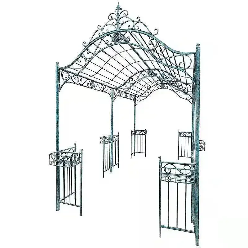

European retro old wrought iron outdoor rust-proof courtyard gazebo arch plant climbing vine frame garden flower stand