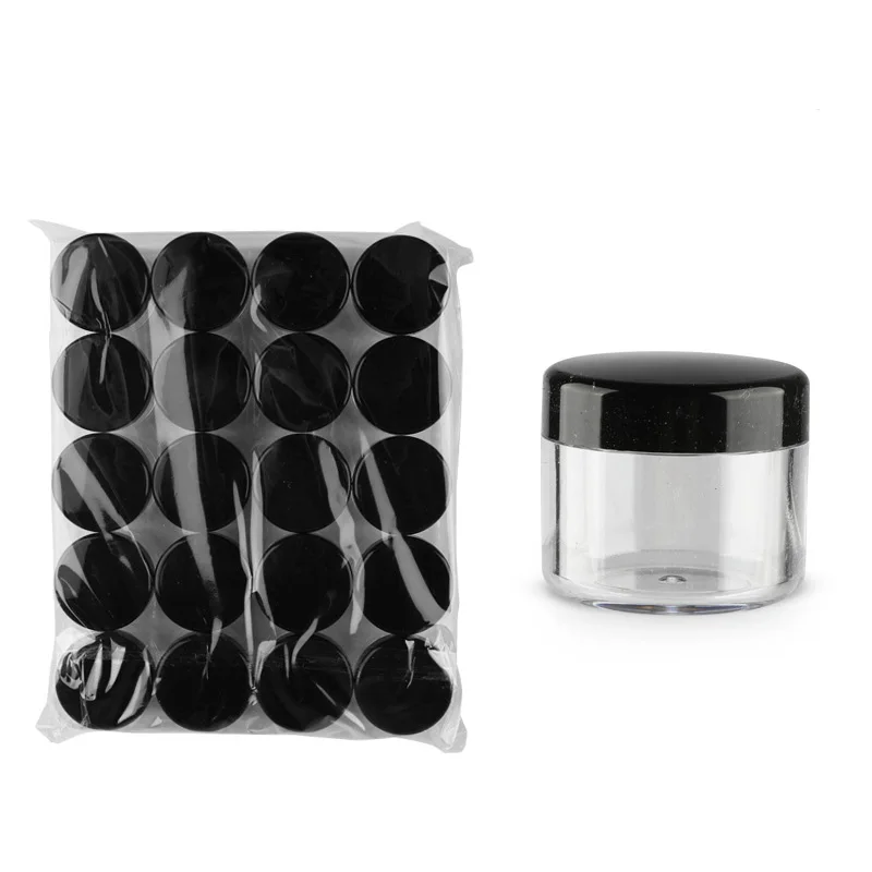 3/5/10/15/20g Cosmetic Jars 20/35pcs Black Small Plastic Makeup Pot Jar Pink Refillable Transparent Sample Bottles for Lip Blam