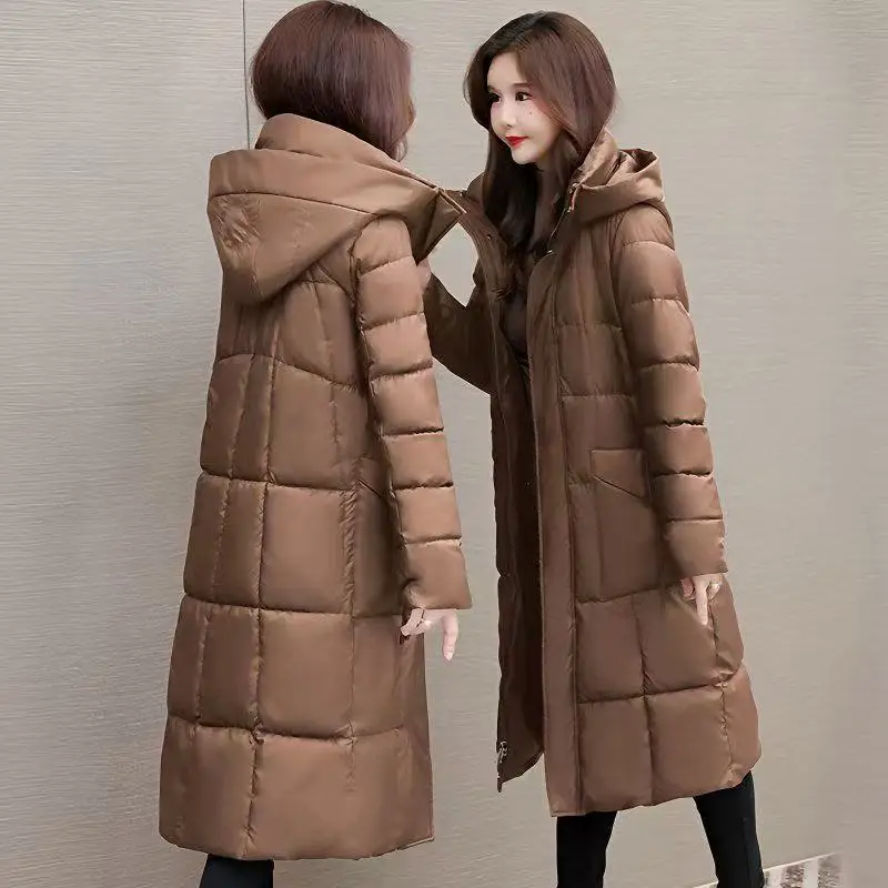 Women Jacket Coats Long Parkas 2025 Winter Female Down Cotton Hooded Overcoat Thick Warm Jackets Windproof Casual Student Coat