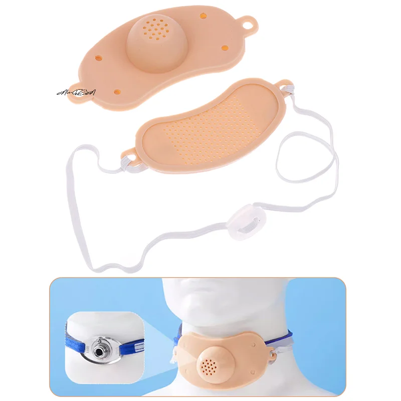 Máscara de laringectomía completa con carbón de bambú, cubierta antipolvo de traqueotomía de silicona, suministros de terapia de rehabilitación de garganta