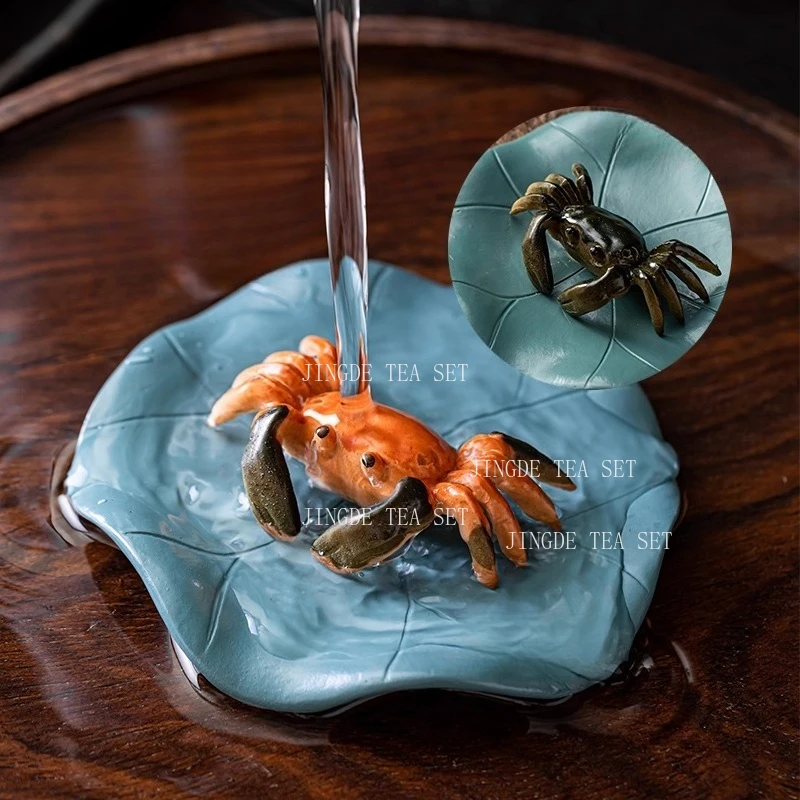

Чайный орнамент для домашних животных, домашний смыв, меняющий цвет, украшение в виде краба, украшение из смолы, чайный игровой питательный чайный сервиз, аксессуары