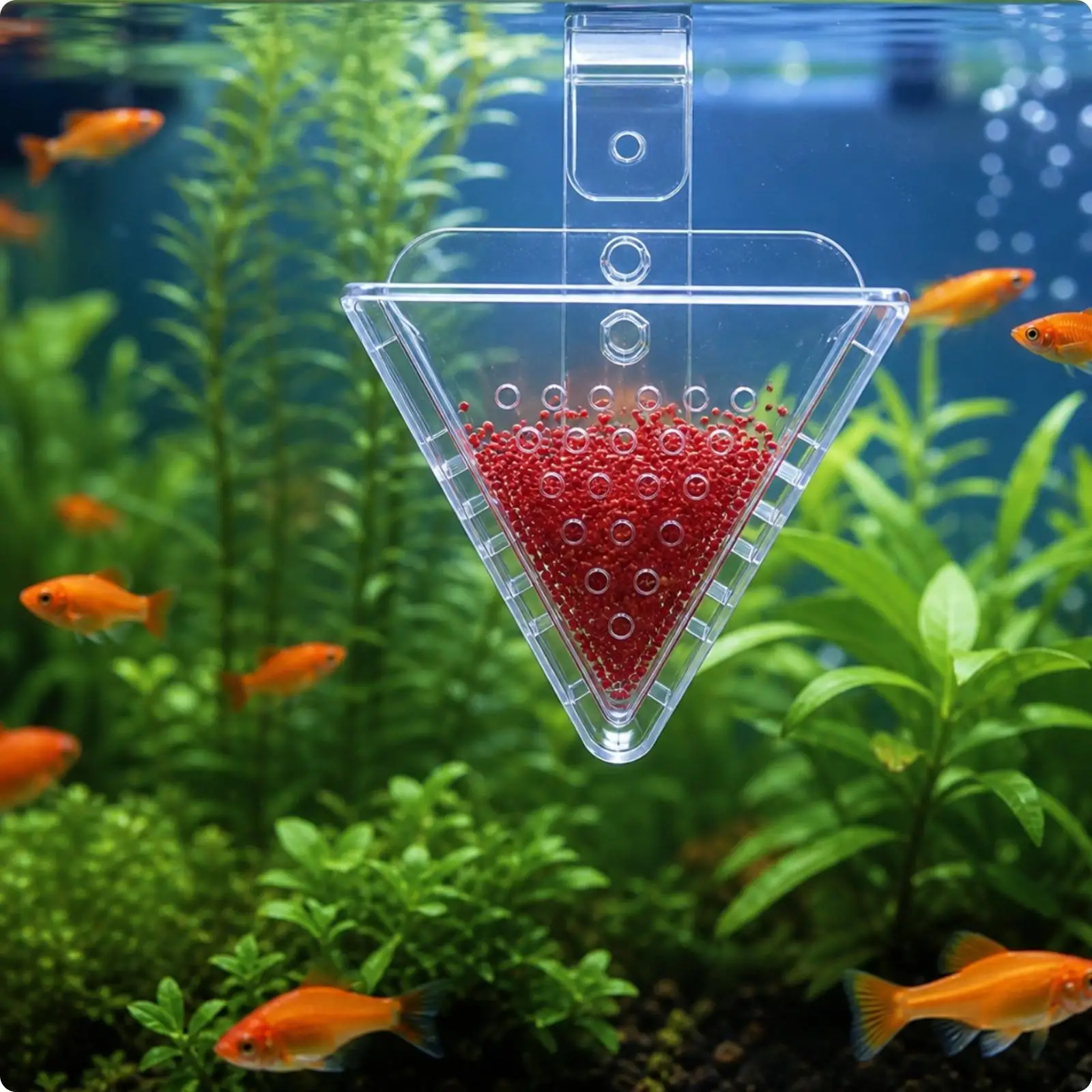 2 Pieces Aquarium Accessory Transparent Triangular Aquarium Feeder Perforated for Aquariums