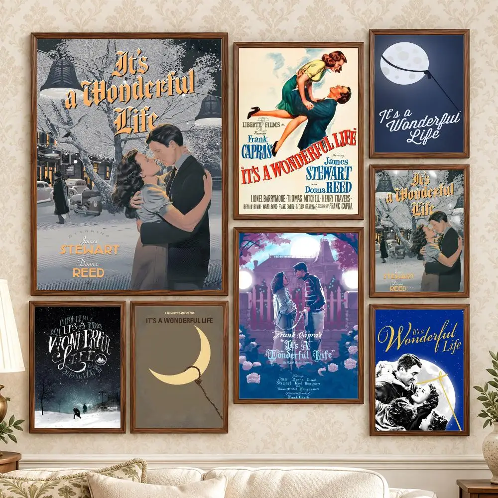 Heartwarming Timeless Movie Its A Wonderful Life Poster Wall Art For Bedroom Living Room Home Decor Holiday Birthday Gift