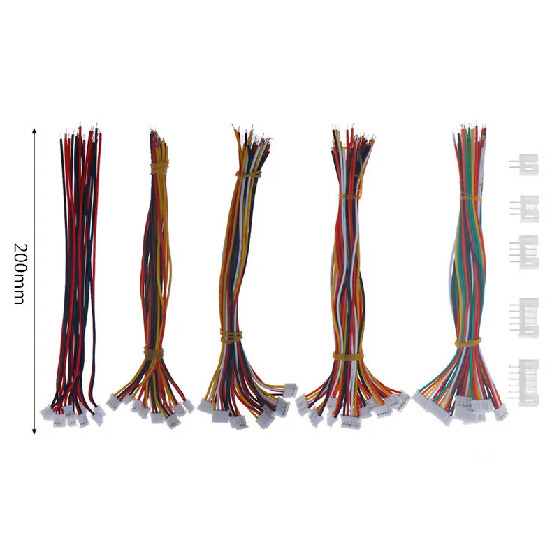 10Sets Mini Micro JST 2.0 PH Male Female Connector 2/3/4/5/6/7/8/9/10/12-Pin Plug With terminal Wires Cables Socket 200MM 26AWG