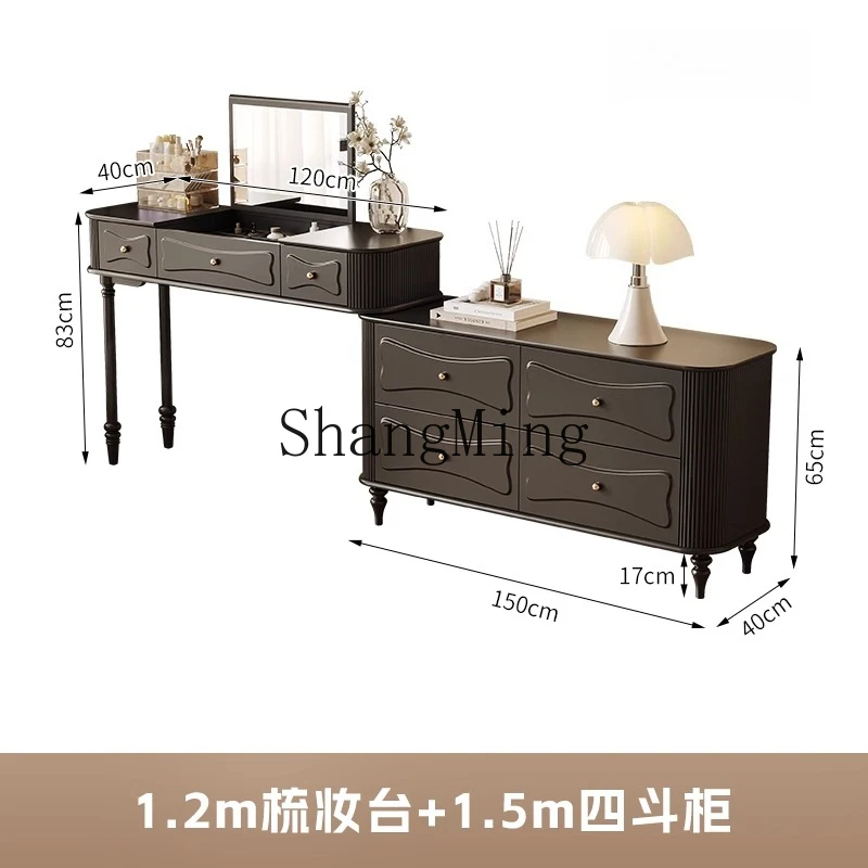 

DHY retro solid wood chest dresser table medieval bedroom small apartment beech makeup table