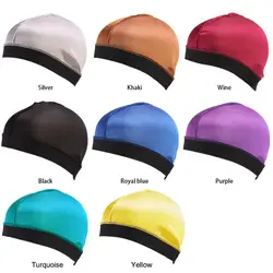 Men Durag Hats Wave Caps Head Wrap Solid Color Elastic Breathable Beanie Headwrap Bonnet Durag Cap for Men