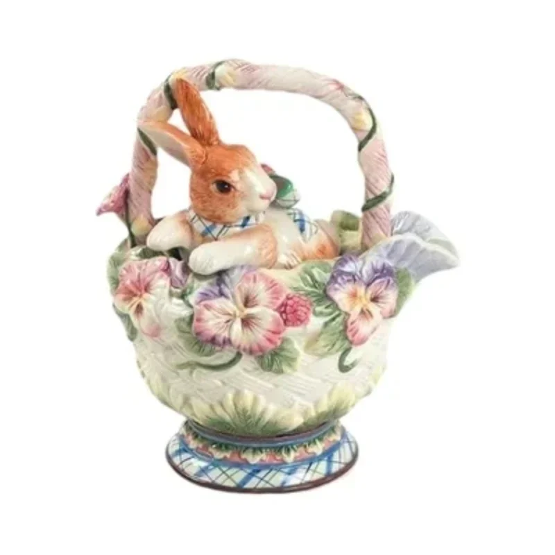 Ceramic Rabbit Teapot Coffee Cup American Hand-painted Idyllic Dinner Plate Sets Garden Afternoon Tea Set Kitchen Tableware