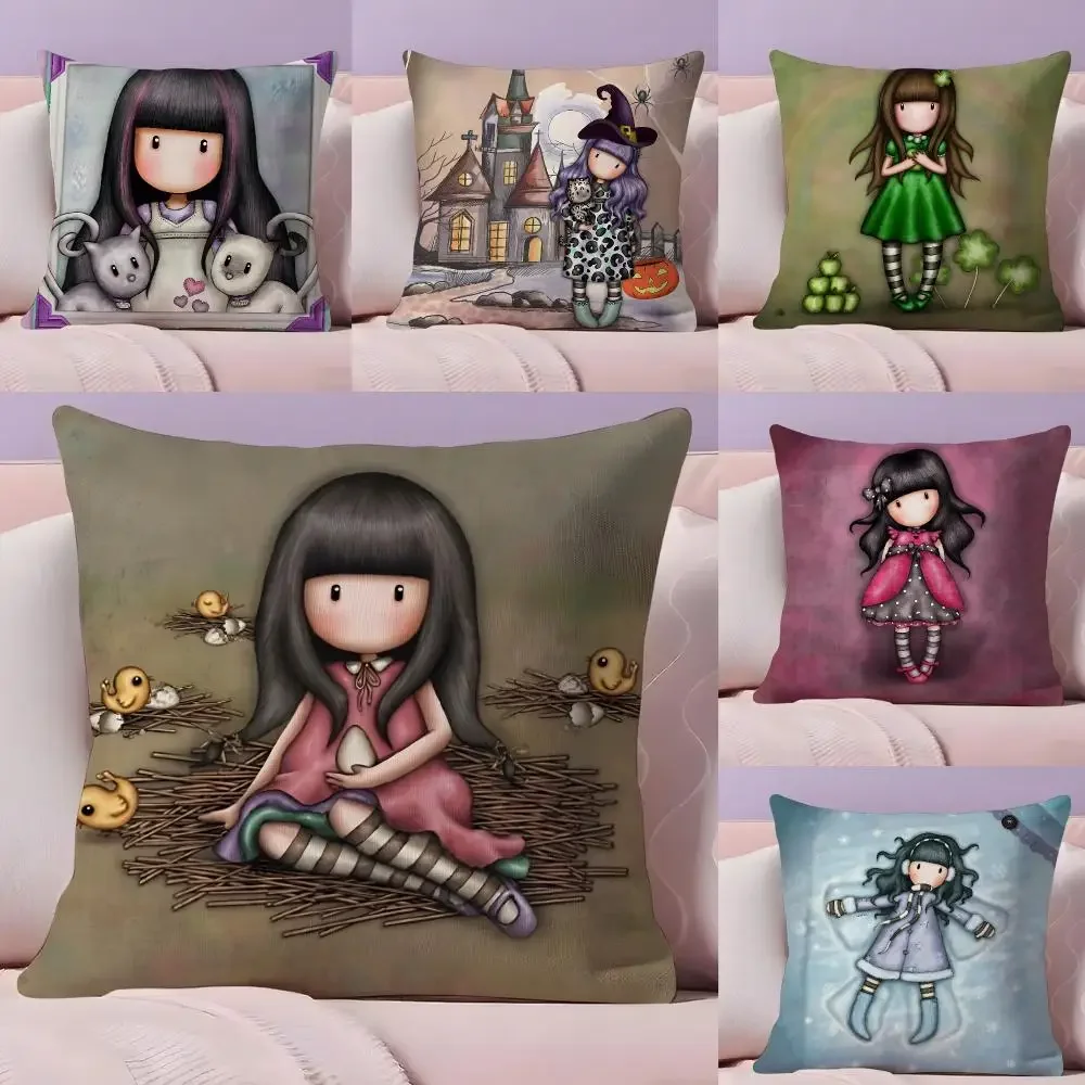 Anime S-Santoro Gorjuss Cushion Cover Pillow Case Plush Fabric Soft Double Sided Print Home Sofa High Quality Cushion