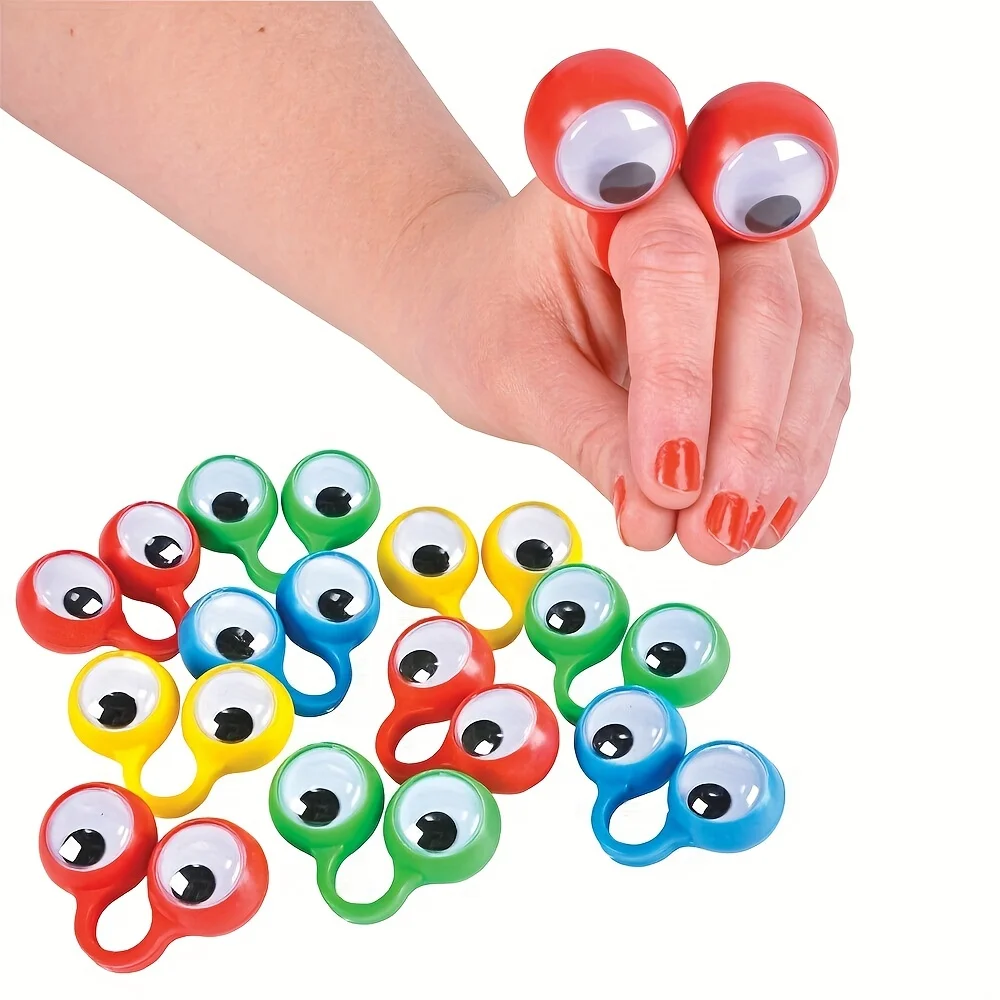 10Pcs Funny Eyeball Finger Doll Ring - Kids Adult Stress Relief Party Favors, Birthday Gifts, Christmas Gifts and Novelty Toys