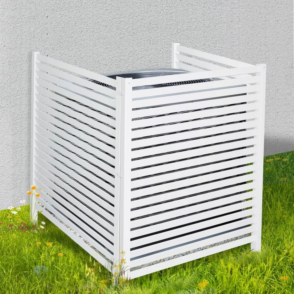 Air Conditioner Fence Trash Can Fence Pool Equipment Enclosure Vinyl Privacy Outdoor No Dig Privacy Fence 3 Panels