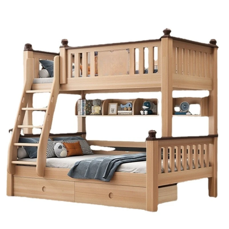 Full solid wood mother and child Home bunk bed Split high and low  Children's  Double bunk wooden bed