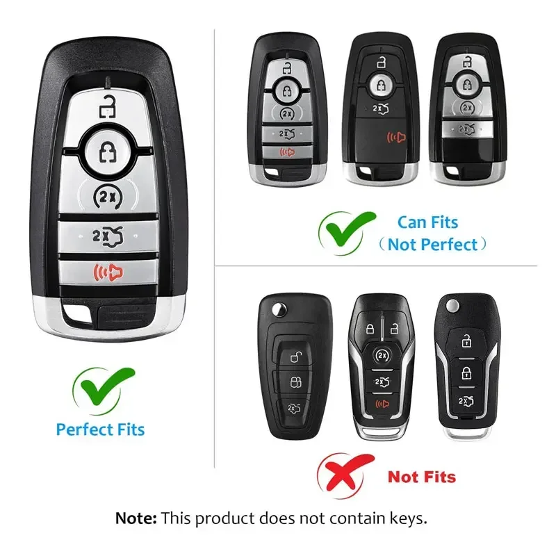 For Key Cover Ford Mustang Carbon Fiber Key Shell Protector Cover For Ford 150 Fusion Escape 5 Button Key Case With Keychain