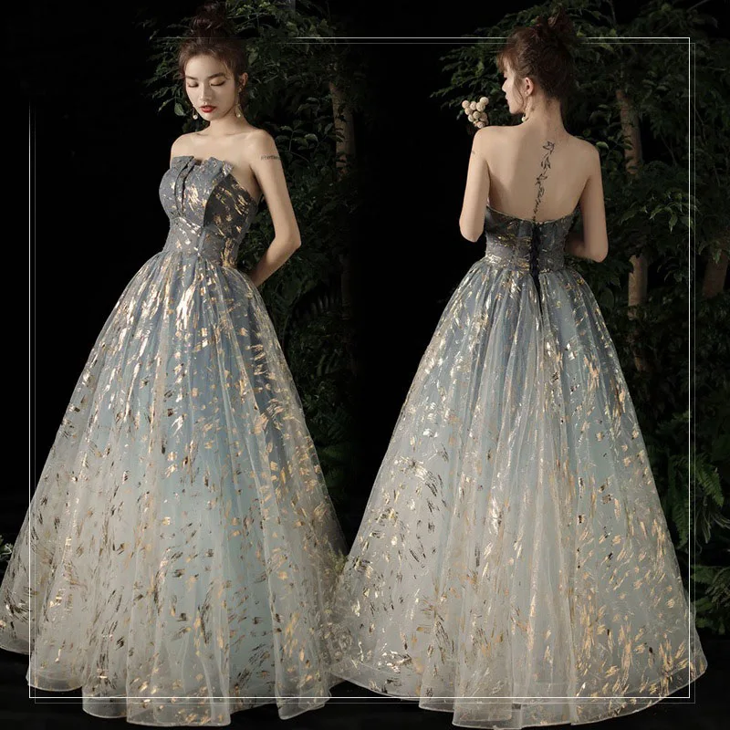 

DongCMY 2025 New Elegant And Dreamy Strapless Evening Dress For Women Long Party Dresses