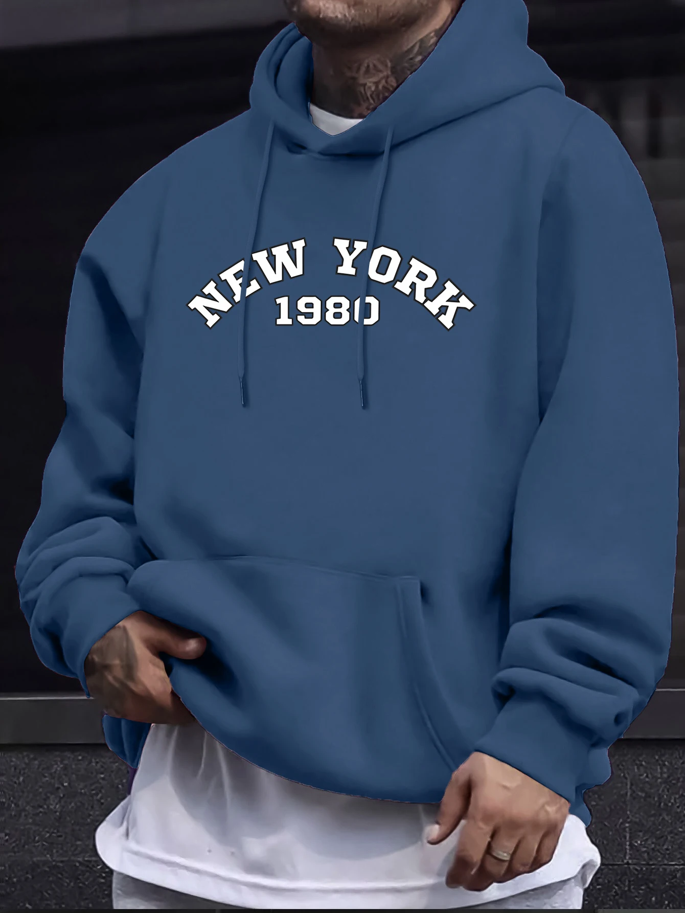 New York 1980-Buchstabe, kreativ bedruckte Pullover, Herren-Fleece, Herbst-Kapuzenpullover, lässig, bequem, Sweatshirt, Basics, Straßensportbekleidung