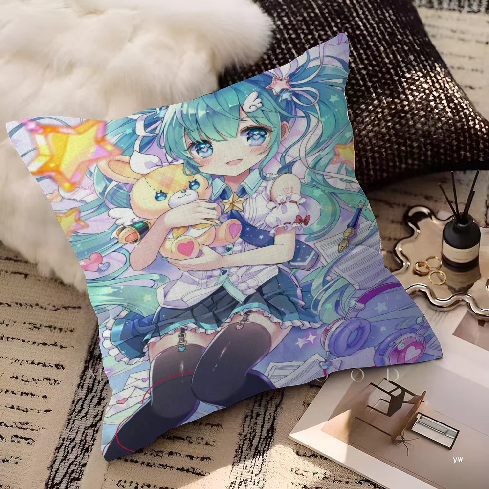 أنيمي H-Hatsunes-M-Miku الفتيات وسادة غطاء الوسادة المخدة غرفة المعيشة أريكة ديكور المنزل حسب الطلب