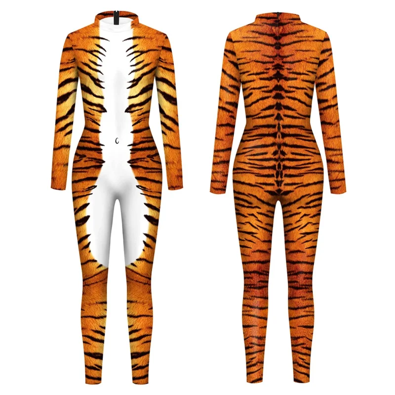 Zwierzęta Cosplay tygrysy kostium body dorośli elastan Zentai Halloween wzór w cętki kombinezon rozmiar body JS326