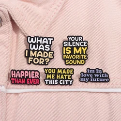 Billy English Sentence Shape Brooch Design Creative Colourful Lapel Pins Clothes Lapel Pins Book Bag Accessories Gift