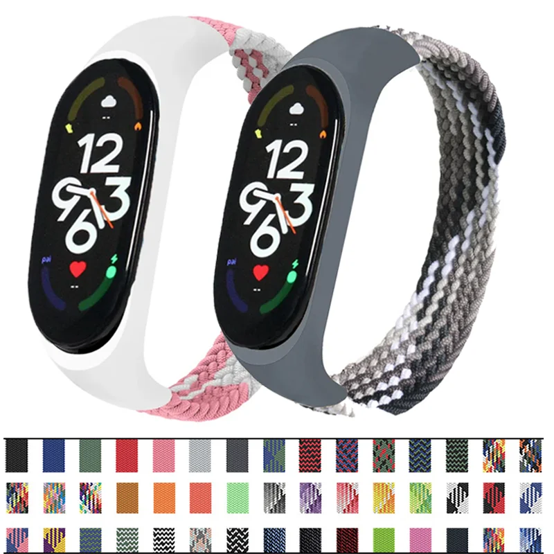 Pulseira para mi band 8 7 6 pulseira de náilon nfc trançado miband 4 miband 5 esporte correa pulseira para xiaomi mi band 6 5 7