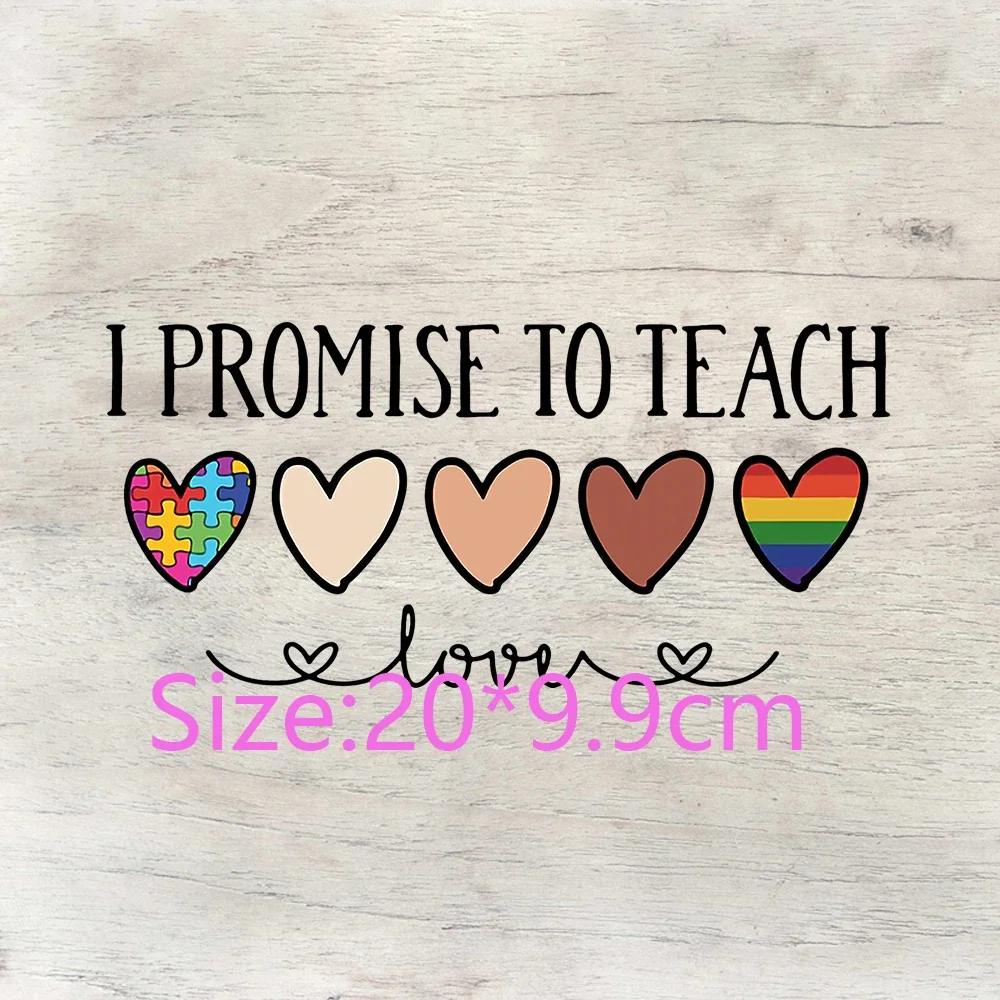 Digital Print Transfer Film Teacher You Can Do Hard Things I Promise to Teach Math Sicence T-Shirt Heat Transfer custom patch