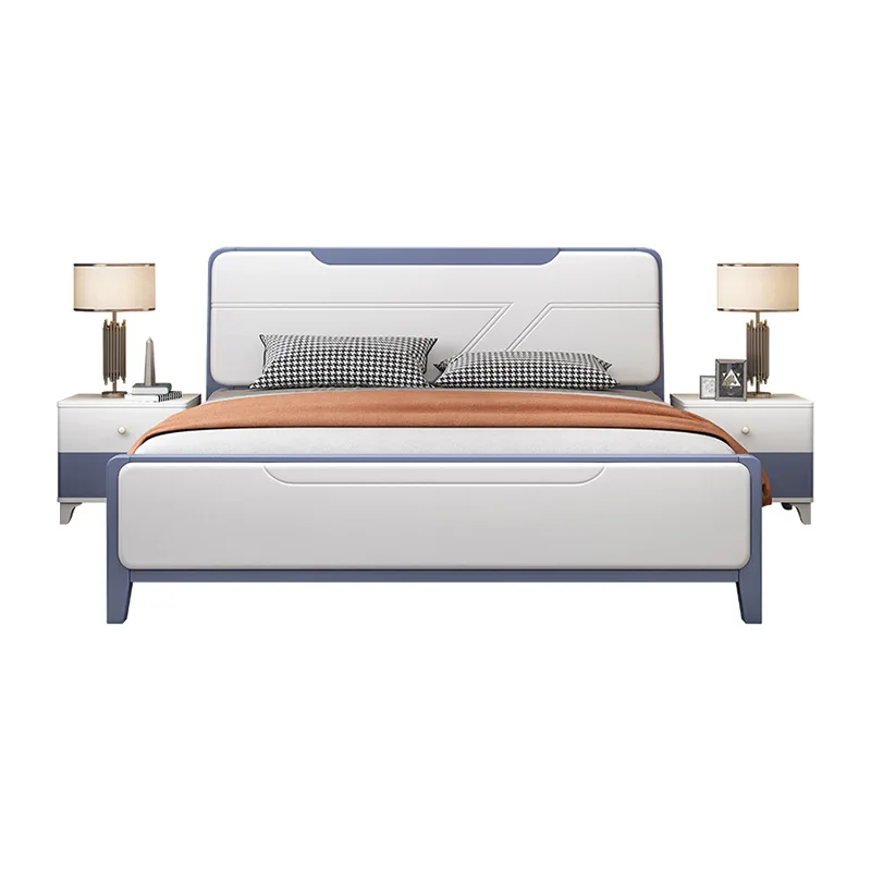 

Solid wood bed, modern minimalist double bed bedroom