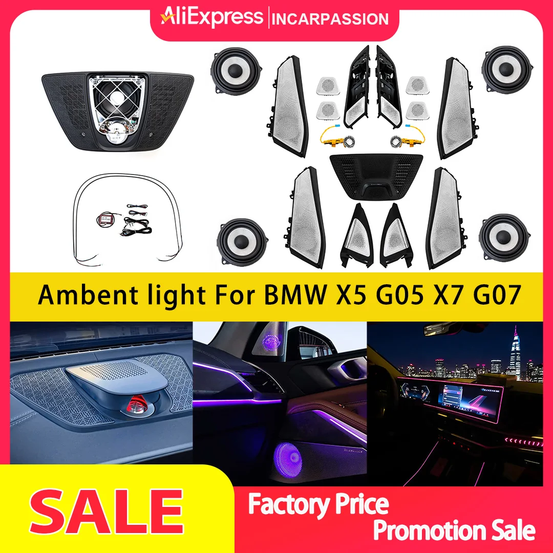 Ambient Light Speaker Cover for BMW X5 X6 X7, G05 G06 G07 LED Speaker Upgrade Illuminate Midrange Tweeter Grille Door Tweeter