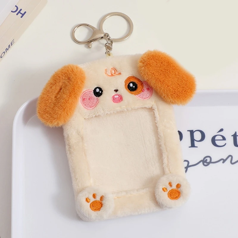 Schattige dieren pluche sleutelhanger kaarthouder fotokaart beschermhoes voor Kpop-fans