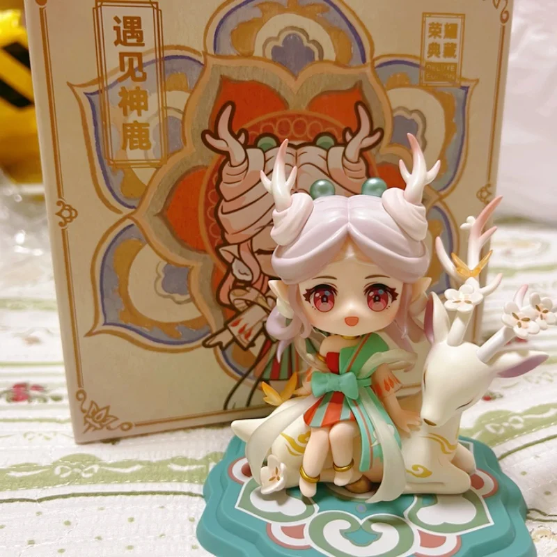 

Original Q Version Honor Of Kings Encounter With The Divine Deer Yao Hero Pvc Figure Desktop Decoration Gift