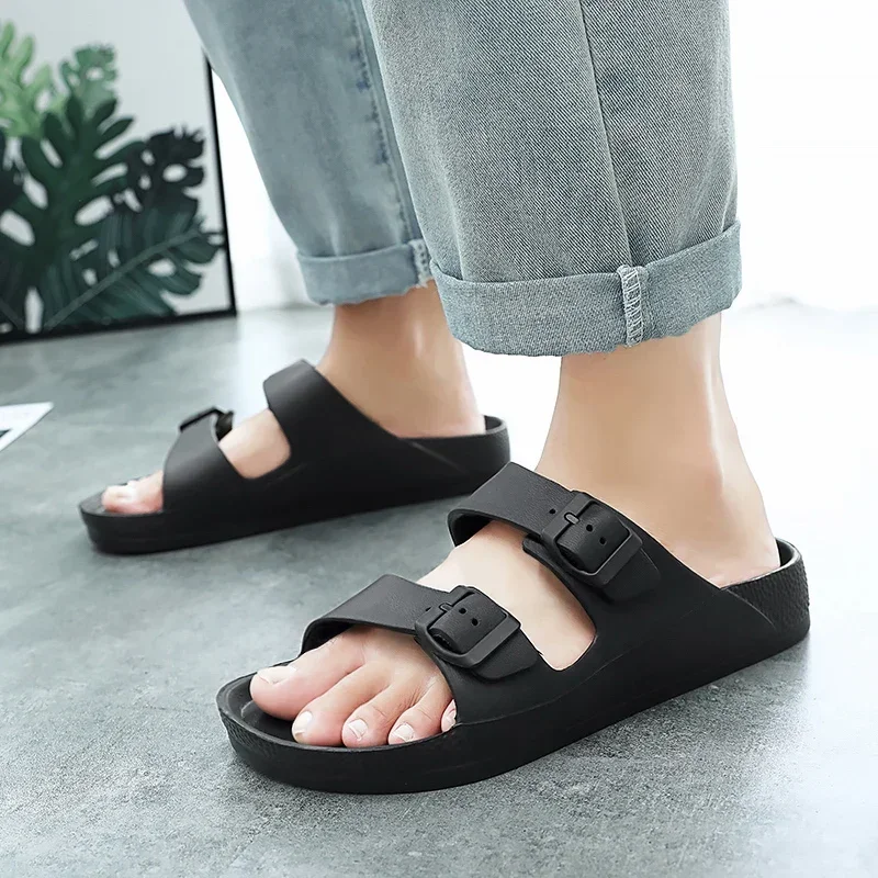 New Sandals Mute Shoes Slope Thick Platform Comfortable Buckle Fashion Women Shoes Beach Travel Slides Shoes Female 2024